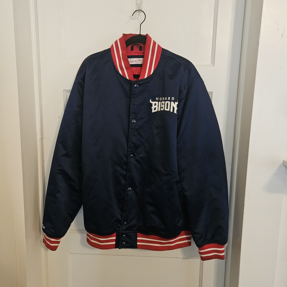 Howard Bison Mitchell & Ness Navy and Red Varsity Jacket